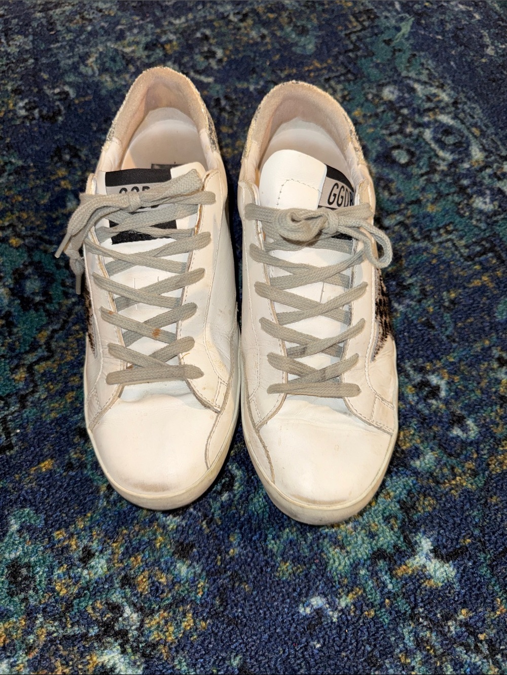 Golden Goose White Leather Low-Top Sneakers with Gray Laces - Picture 2 of 7